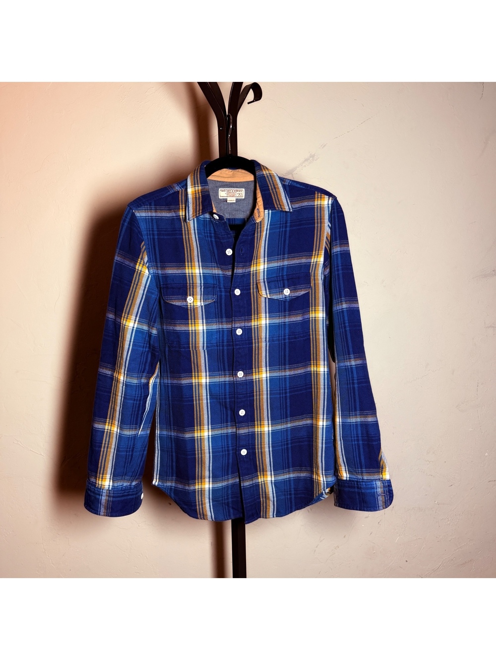 Wallace & Barnes J. Crew XS Blue Plaid Cotton Button-Up Shirt